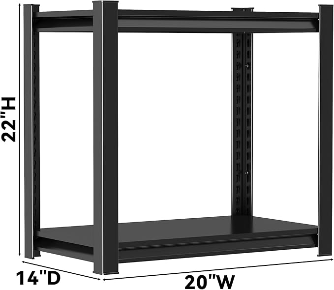2-Tier Bookshelf for Small Spaces - Industrial Metal Frame, Black Finish - Bedroom/Living Room/Kitchen/Balcony Book & Display Shelf