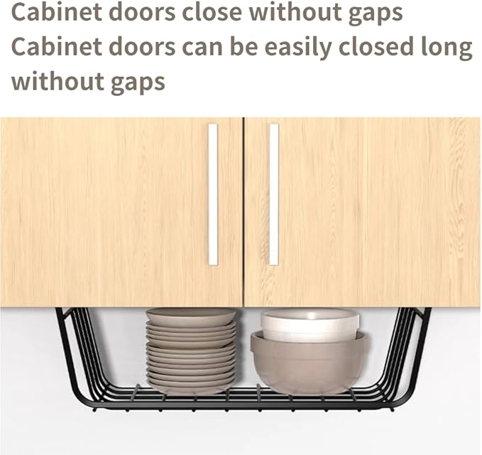 Under Shelf Storage Basket, Pantry Organizers and Storage Laundry Room Organization Under Cabinet Shelf Multipurpose Metal Under Shelf Wire Basket for Kitchen Office Desk (26cm/10in)-NeatNest