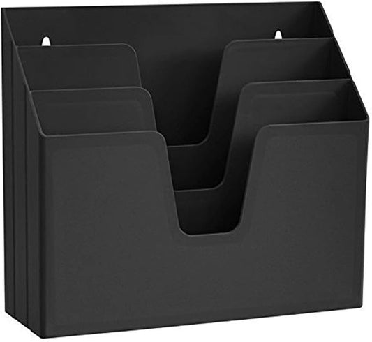 Acrimet Horizontal Triple File Folder Holder Organizer (Black Color)