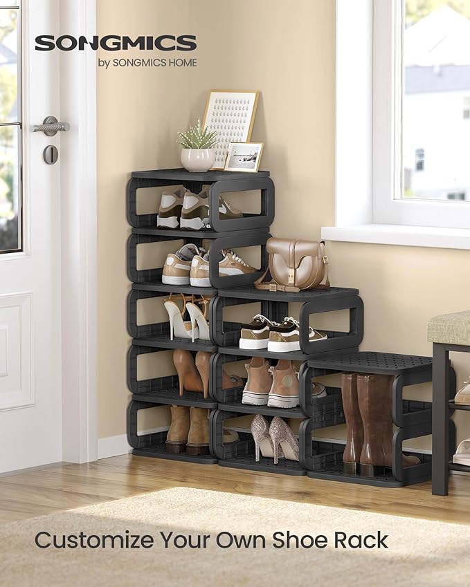 SONGMICS Shoe Rack, Shoe Organizer, 12 Shelves, Shoe Storage, Narrow Shoe Shelf, Open Shelf for Entryway, Living Room, Bathroom, Space-Saving, Ink Black ULPC038B01-NeatNest