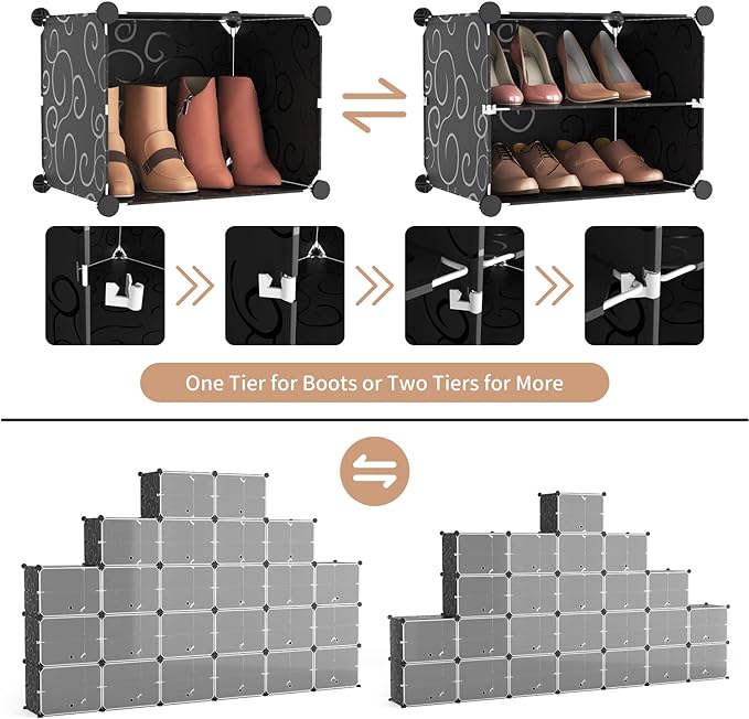 ROJASOP Shoe Storage Cabinet, 12-Tier Shoe Organizer 96 Pairs Extra Large Plastic Shoe Rack with Covers Portable Shoe Rack Organizer with Doors Big Shoe Rack for Closet Entryway Bedroom-NeatNest