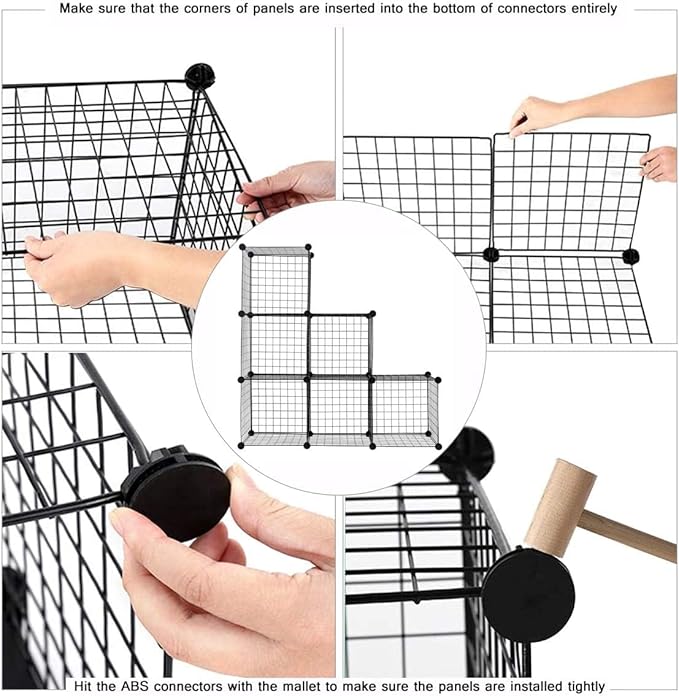 C&AHOME Wire Cube Storage, 6 - Cube Organizer Metal C Grids, Modular Shelves Units, Storage Bins Shelving, Closet Organizer, Ideal for Home, Office, Living Room, 36.6”L x 12.4”W x 36.6”H Black