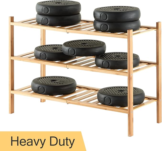 2-Tier Bamboo Shoe Rack for Entryway, Stackable | Heavy Duty | Multi-Function, Free Standing Shoe Racks for Bedroom Hallway Closet-NeatNest