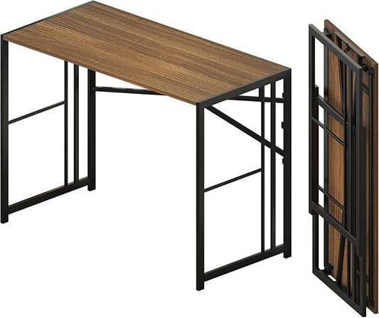 Folding Computer Desk 40 inch Writing Gaming Computer Camping Table, No Assembly Required Home Office Desk, Espresso-NeatNest