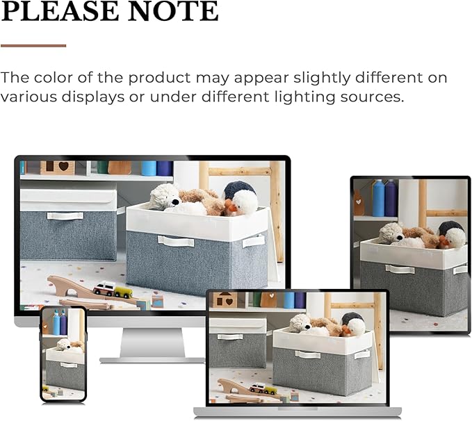 GRANNY SAYS Large Storage Bins with Lids, Collapsible Storage Box, Storage Basket for Shelves, Decorative Storage Bins, Toy Storage, Closet Organizers, White/Gray-NeatNest