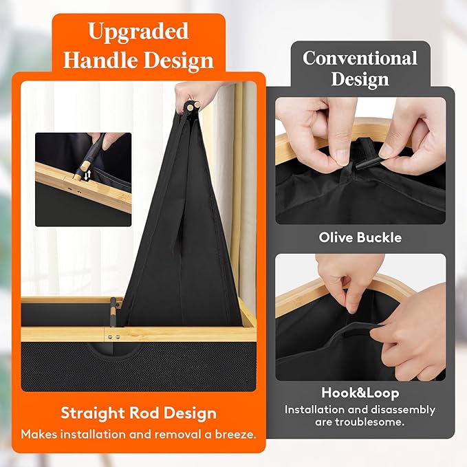 Lifewit 160L Double Laundry Hamper with Lid, Extra Large Bamboo Laundry Basket Dirty Clothes Hamper, 2 Section Laundry Bin Organizer for Laundry Room Bedroom with 2 Removable Liners & Bags, Dark Black-NeatNest