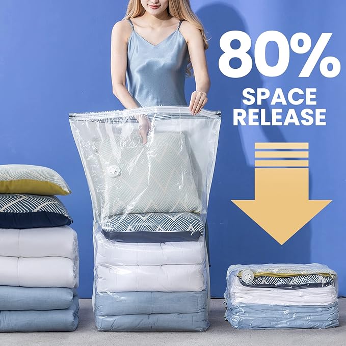 8 Pack Vacuum Storage Bags, Jumbo Cube 31x40x15 Inch, Extra Large Vacuum Seal Bgas for Comforters, Blankets, Pillow, Quilts, Space Saver Clost Oragnization, Clear-NeatNest