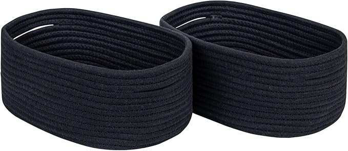 CubesLand Cute Black Basket Bins,Small Woven Storage Baskets for Shelf,Baby Nursery Basket Bin,Cube Organizer Basket Bin,Soft Toys Storage Basket,Home Decor Organization Bins 12 x 8 x 5 inches-NeatNest