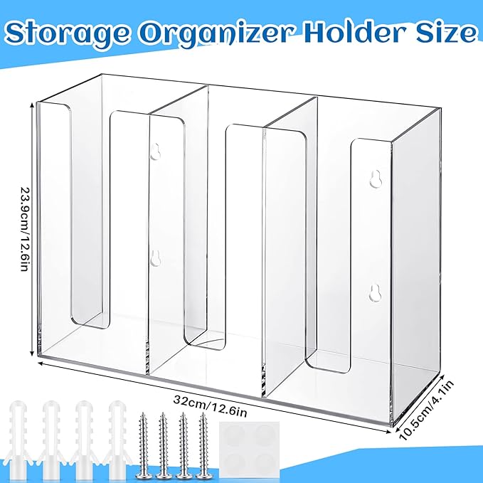 3 Compartments Acrylic Coffee Cup Dispenser Organizer Paper Cup Lid Sleeve Holder Organizer Coffee Shop Supplies Holder Storage for Counter Wall(Clear)-NeatNest