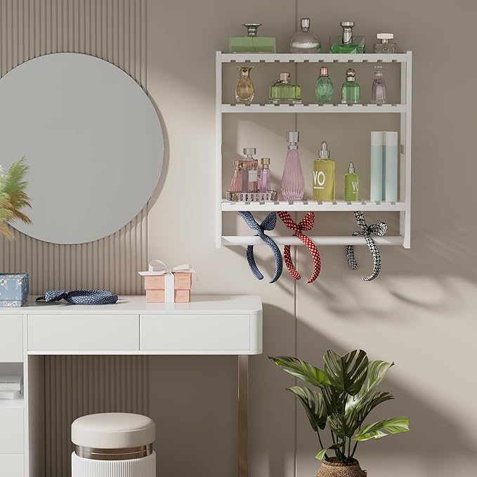 PPN Towel Rack Bathroom Storage Shelves Over The Toilet with Towel Bar 100% Bamboo Adjustable Height Floating Shelf Wall Shower Shelf for Small Space Bathroom Kitchen Multi Usage White New 2Pack