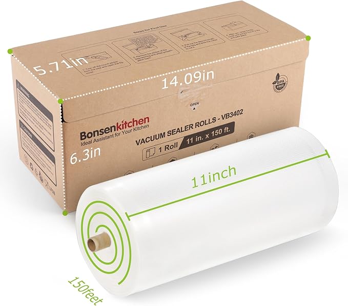 [2025 New] Bonsenkitchen 11” x 150’ Vacuum Sealer Bags Rolls with Cutter for Food Storage, Commercial Grade, BPA Free, Great for Meal Prep and Sous Vide Cooking-NeatNest