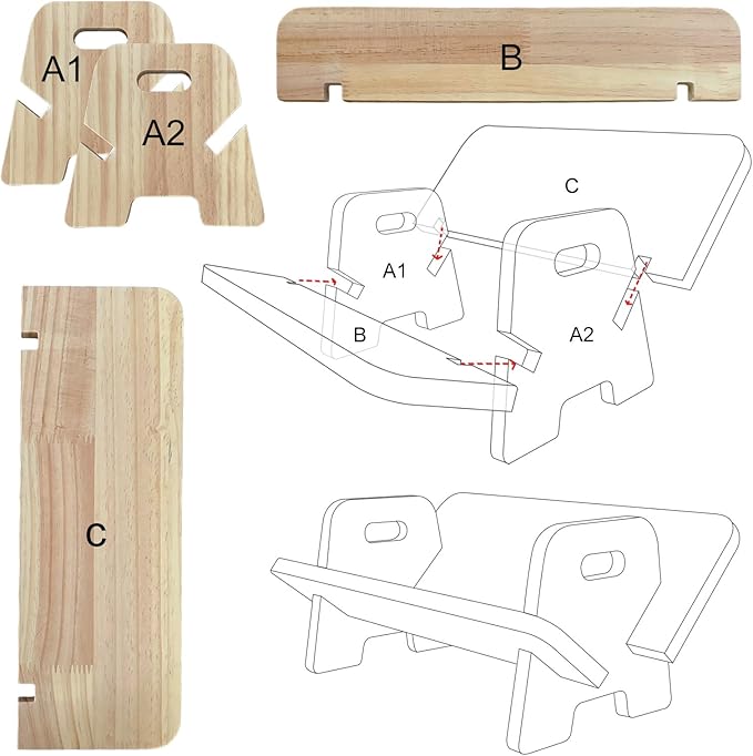 Couch-Style Desktop Bookshelf Organizer - Natural Wood Desk Top Bookshelf for Books, CDs, Magazines, Space-Saving for Home Office/Dorm (1, Oblong)-NeatNest