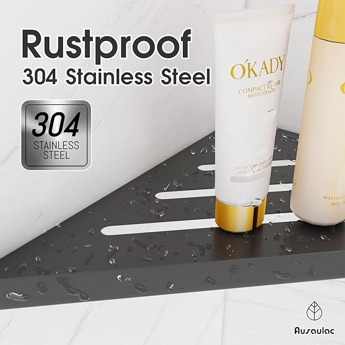 2-Pack Modern Stainless Steel Shower Caddy, 2-Shelf Corner Shelf, No Drill Shower Organizer
