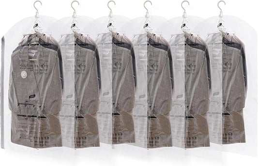Hanging Vacuum Storage Bags, 6 Pack (41.3 x27.6 inch), Vacuum Seal Bags for Clothing, Garment Bags for Short Clothses, Jacket, Suits, Dresses, Closet Organizer Space Saving-NeatNest