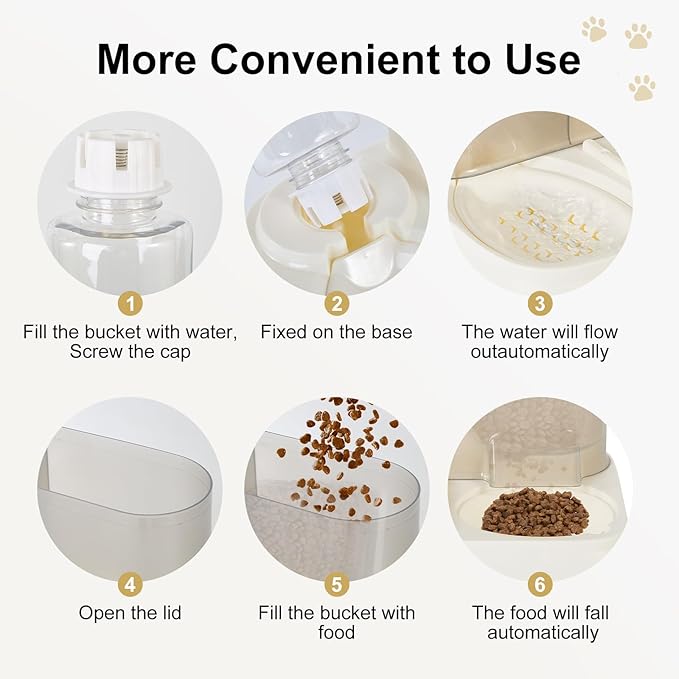Gravity Pet Feeder and Water Dispenser Set, Automatic Dog Feeder and Dog Water Dispenser for Dogs Cats Pets Animals Large Capacity (White)-NeatNest
