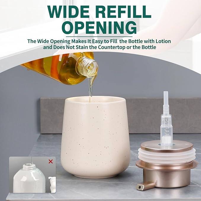 Bosilunlife Hand Soap Dispenser - 12oz Ceramic Soap Dispenser Bathroom Refillable Liquid Soap Pump Dispenser for Bathroom Kitchen Dispenser for Dish Soap with Easy-to-Press Pump-NeatNest