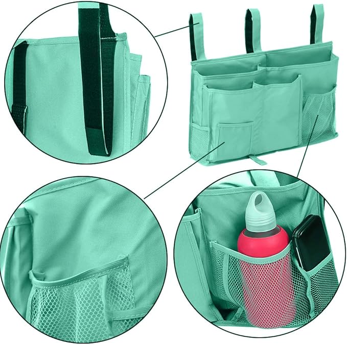 Bunk Bed Organizer - Bedside Storage Caddy with Pocket, Hanging Organizer for Camp, Dorm, Room, Hospital Bed Rail and More (Light Blue)-NeatNest