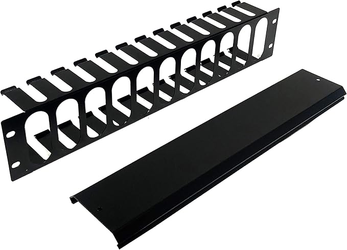 AEONS 2U Cable Management Horizontal Cable Manager Rack Mount Server Cabinet Manager Plus Cover 2-Pack