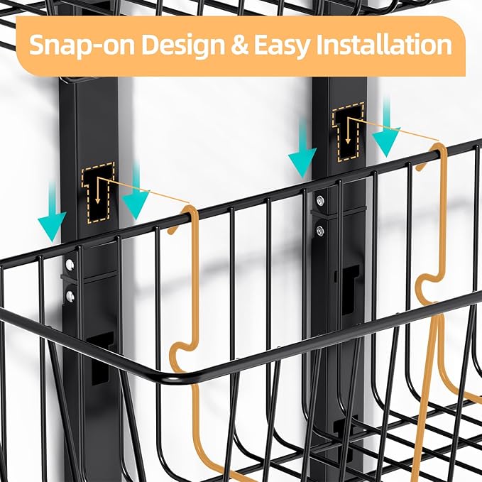 10-Tier Over The Door Organizer with Baskets - Heavy Duty Spice Rack Metal Hanging Shelf for Pantry & Kitchen | Adjustable Spice Rack, Space-Saving Hanging Storage for Bathroom, Laundry, Black