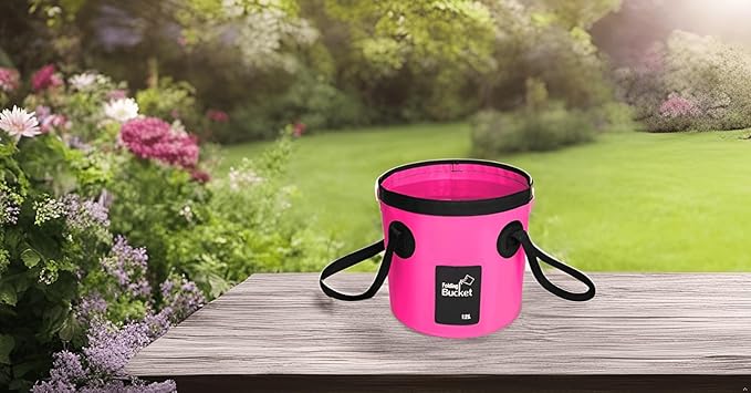 BANCHELLE Collapsible Bucket Water Container Portable Folding Camp Wash Basin for Outdoor Traveling Hiking Fishing Car Washing Gardening Camping (Pink, 12L)-NeatNest
