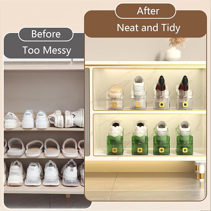 CiBiZi Clear Shoe Slots Organizers 6Pack Shoe Stacker Organizer for Closet Shoe Stackers for a Pair of Shoes Shoe Display Shelf Shoe Rack Holders Space Saver Organizador de Zapatos Clear-NeatNest