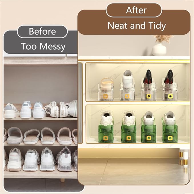 CiBiZi Clear Shoe Slots Organizers 12Pack Shoe Stacker Organizer for Closet Shoe Stackers for a Pair of Shoes Shoe Display Shelf Shoe Rack Holders Space Saver Organizador de Zapatos (Clear)-NeatNest