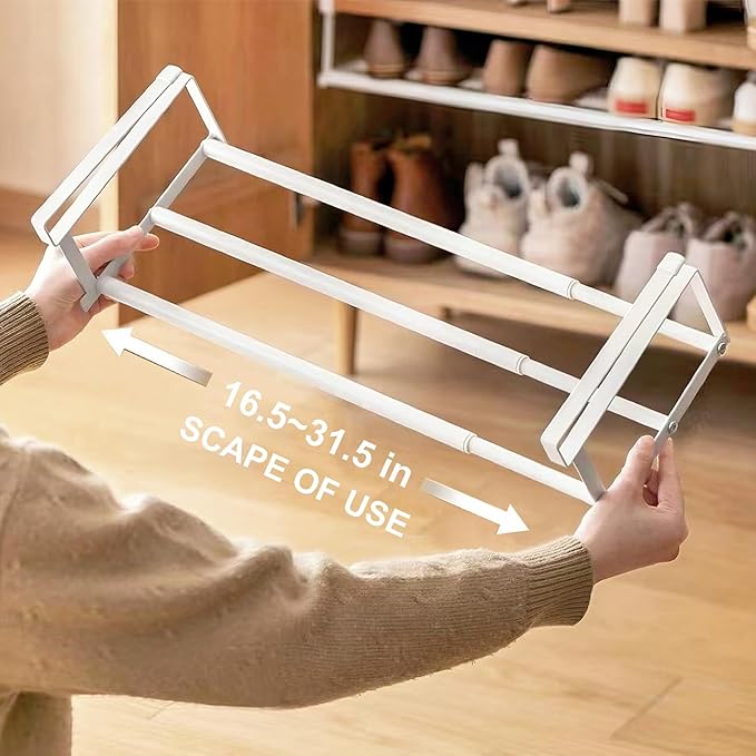 Expandable Shoe Rack Organizer - Adjustable Shoe Rack & Under Cabinet Shelf - for Shoe or Clothing Storage and Organization, Under Shelf Storage (Black,4 Pcs)-NeatNest