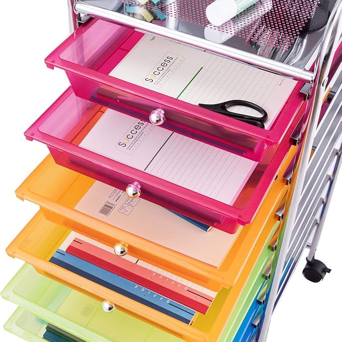 Giantex 10 Drawer Rolling Storage Cart Scrapbook Paper Office School Organizer (Multicolor)