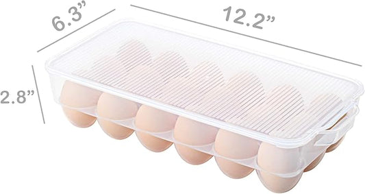 Clear Plastic Egg Holder for Refrigerator, Stackable Egg Storage Trays With Lid & Handles, Plastic Egg Box Carrier 4 Pack, BPA-Free Egg Storage Container for 18 Eggs-NeatNest