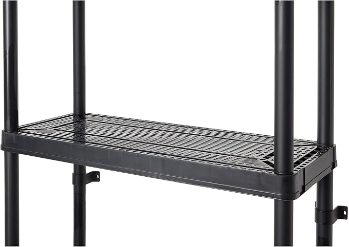 Gracious Living 5 Shelf Fixed Height Ventilated Medium Duty Storage Unit 14 x 32 x 72" Organizer System for Home, Garage, Basement, & Laundry, Black