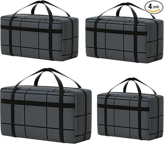 4 Pack Different Size Large Storage Bag, Heavy Duty Storage Tote Bag, Large Moving Bag, with Sturdy Handle & Zipper, for Storing & Moving