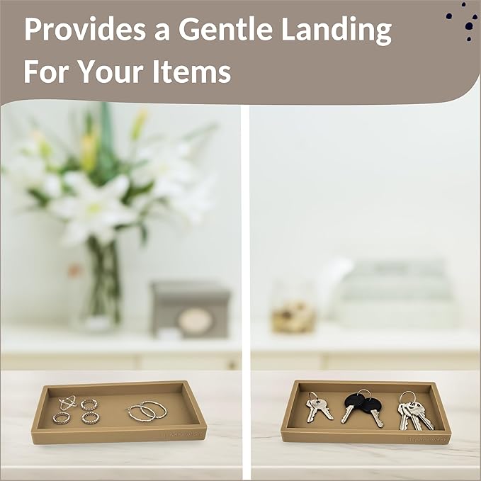 Countertop and Vanity Tray – Small 7.7" Silicone Soap Dispenser Trays, Flexible Bathroom Trays, Dish Soap Holder Kitchen Counter Caddy, Organizer Sink Tray for Soaps Bottles, Sponge, Keys-NeatNest