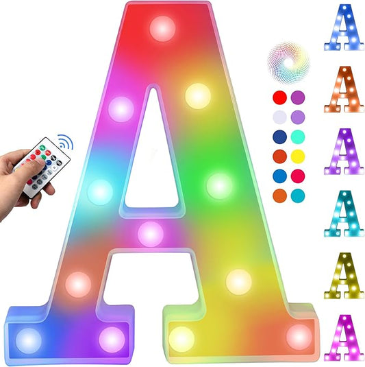Foaky Upgraded Light Up Letters,Colorful Marquee Light Up Letter with Remote,Marquee Letters for Girl Gifts Teen Girl Gifts Trendy Stuff,Birthday Party Decoration (A)-NeatNest