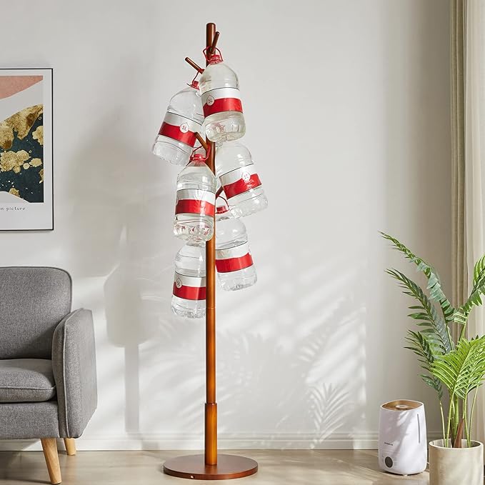 IBUYKE Coat Rack Stand, Freestanding Coat Tree with Solid Round Base and 8 Hooks, Easy Assembly Wooden Coat Hanger, Clothes Rack for Hallway Entryway, Living Room, Bedroom, Office, Brown WD-113-NeatNest