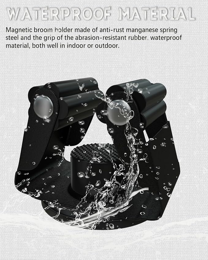 Magnetic Broom Holder, Steel Mop Mount No Drilling Magnetic Holder for Garage Tools, Anti-Slip Utility Mount for Garage, Kitchen, Laundry Tools Organizer and Management - 5 Pack/Black