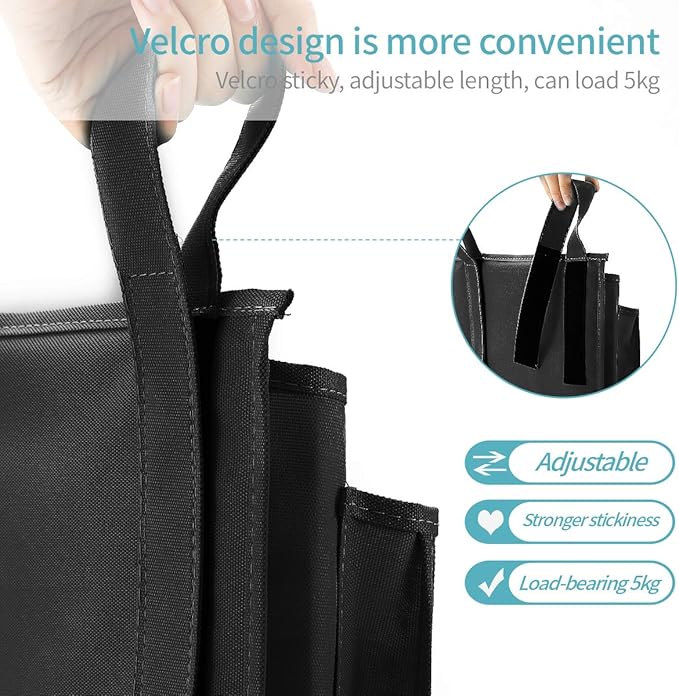 Bseash Bunk Bed Organizer, Bedside Caddy Hanging Bed Organizer Storage Bag 8 Pockets, for College Dorm Rooms Bed, Hospital Bed, Baby Bed Rails, 600D Oxford Cloth-NeatNest