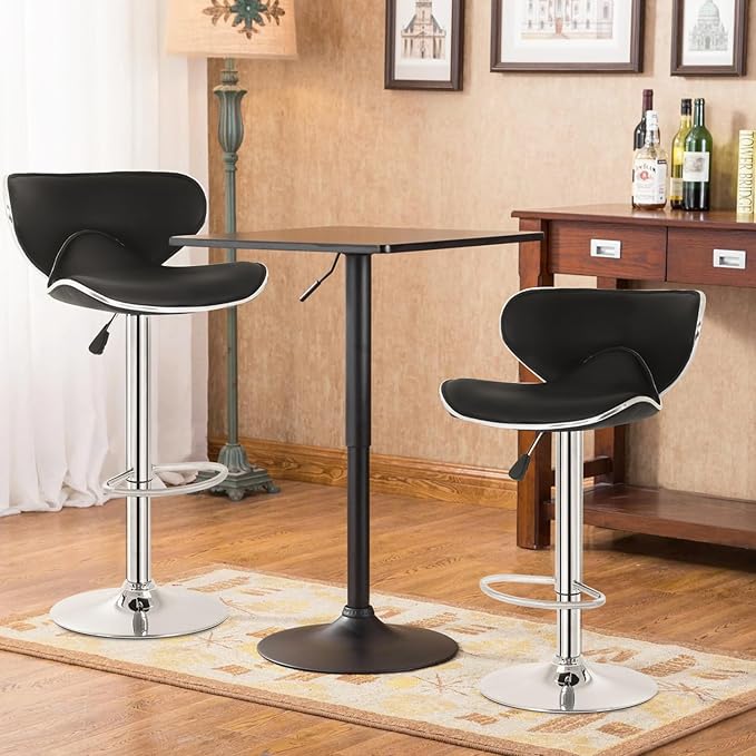 BestOffice Bar Stools Set of 2, Counter Height Adjustable Bar Stools with Back Bar Stool PU Leather Swivel Bar Stool Kitchen Counter Bar Stools Dining Chairs-NeatNest