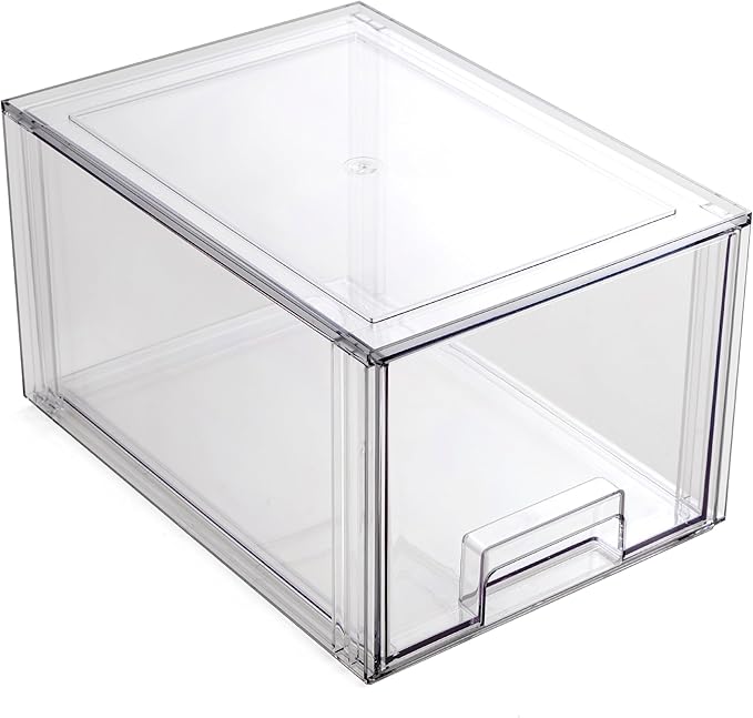 BINO | Stackable Storage Drawers, Tall Small - Clear | THE CRATE COLLECTION | Storage Bins With Drawers Bathroom Organizers and Storage Organization and Storage Under Sink Organizer Vanity Cabinet-NeatNest