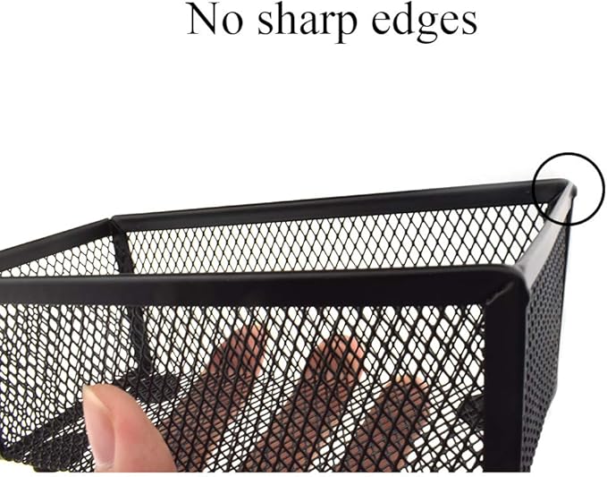 HAHIYO Stackable Mesh Tray Cup 6 x 3 x 2 inches Sturdy Container for Desk Drawer Organizer Collection for Home Office School kitchen Soft Foam Feet No Sharp Edges 2 Pack Black-NeatNest