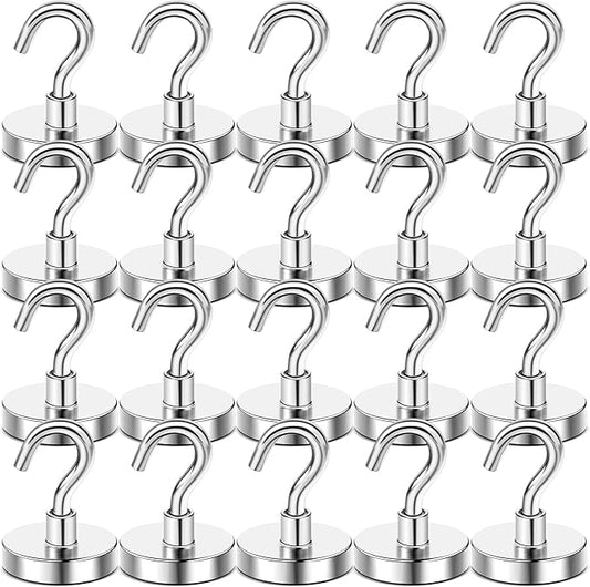 DIYMAG Magnetic Hooks, 118 LB Heavy Duty Strong Magnet with Hooks, Strong Rare Earth Neodymium Magnet Hooks for Hanging, Magnetic Hanger for Curtain, Home, Kitchen, Workplace, 20 Packs-NeatNest