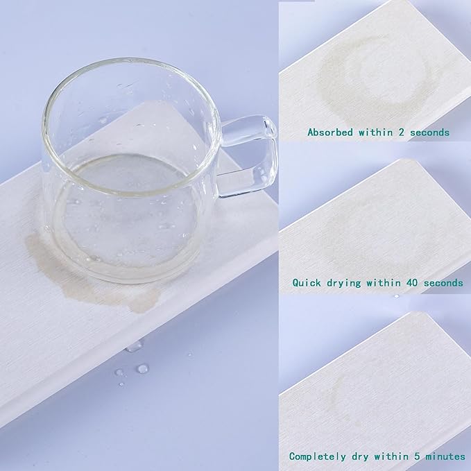 2 Pcs Water Absorbing Stone Trays, Kitchen/Bathroom Sink Soap Dish, Diatomite Tray Used for Hand Soap & Cosmetic Bottles in The Modern Home, 4" W x 8.3" L, White-NeatNest