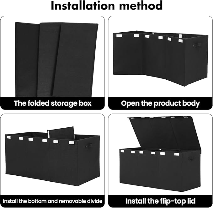 Extra Large Toy Box 167L, Sturdy Toy Storage Chest Organizer Bin Baskets with 2 Removable Divider for Boys, Girls, Kids, Nursery, Bedroom, Playroom, 35.5"x17" x17" (Linen Black)-NeatNest