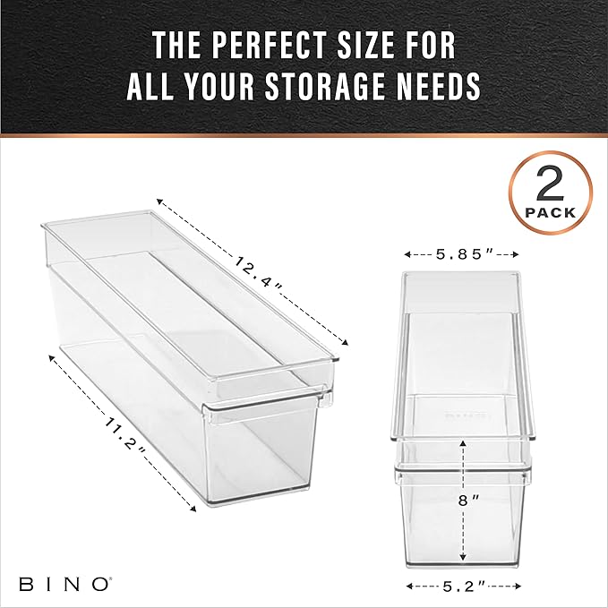 BINO | Plastic Storage Bins, Small | THE HANDLER COLLECTION | Multipurpose Organizer Bins | Kitchen Pantry Organizers and Storage | Clear Containers for Organizing Home | Freezer Organizer-NeatNest