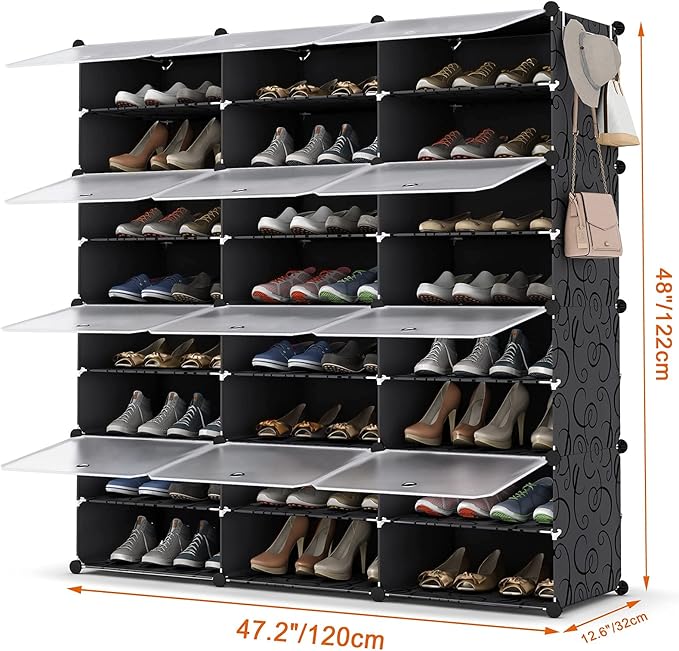 HOMIDEC Shoe Rack Organizer, 8 Tier Shoe Storage Cabinet 48 Pair Plastic Shoe Organizer Shelves for Closet Hallway Bedroom Entryway-NeatNest