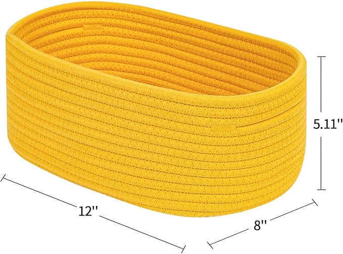 CubesLand Cube Shelf Closet Storage Baskets Bins Set 2,Woven Basket for Organizing/Storage,Long-lasting &Skin-friendly Toy Storage Basket Bin,Stylish Room Decor Basket,Yellow Cotton Rope Basket-NeatNest