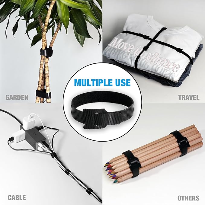 100 PCS 8-Inch Cable Ties, Reusable Cable Management, Under Desk Cord Organizer, Cable Clips and Cord Wrap, Black-NeatNest