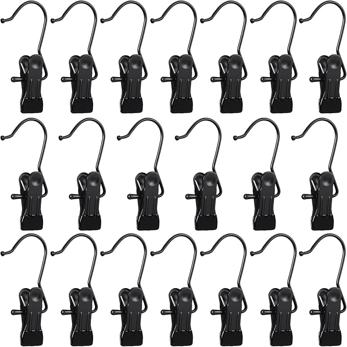 Hotop Boot Hanger Clips for Closet, Laundry Hanging Hooks Heavy Duty Clips Boot Holder Portable Single Hooks Space Saving for Pants Jeans Clothes Hats Tall Towels(Black,20 Pieces)-NeatNest