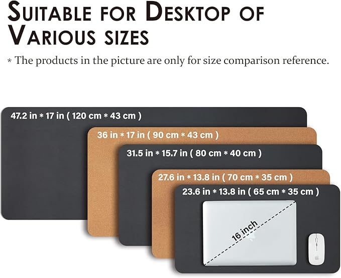 Cork Desk Mat - Small Dual-Sided Desk Pad for Office and Home - Desk Organization and Accessories - Ideal for Large Mouse Pad and Small Desk Mats on Top of Desks(Black,23.6"x 13.8")-NeatNest