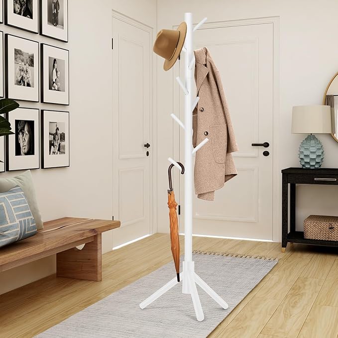 2 PCS Coat Rack, Freestanding Coat Rack with 8 Hooks and 3 Adjustable Size Tree Coat Racks for Bedroom, Hallway, Entrance, Office, for Hats, Coats, Scarves, Handbags-NeatNest