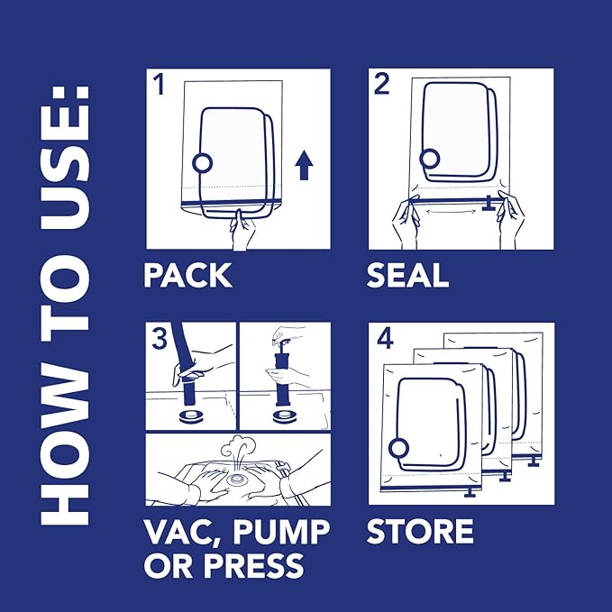Hefty Shrink-Pak Starter Kit - 2 Large, 1 XL Cube, 1 Jumbo Vacuum Seal Storage Bag and Hand Pump – Space Saver Bags for Clothing, Pillows, Towels, or Blankets, 5 Pc Set-NeatNest
